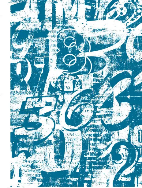 Vector illustration of Numbers Distressed Collage Abstract Background
