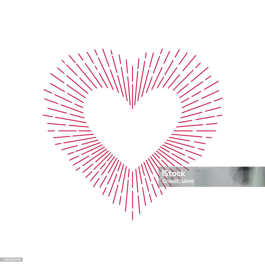Heart With Rays Pattern Heart Stock Illustration - Download Image Now - Badge, Border - Frame ...