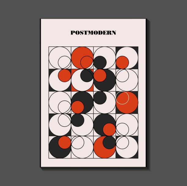 istock Poster inspired postmodern of vector abstract dynamic symbols with bold geometric shapes, 2197356335