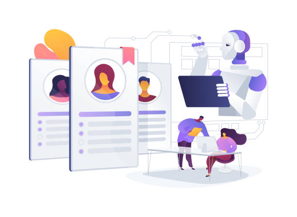ai-driven recruitment and screening 추상 개념 벡터 일러스트레이션 - 플랫 디자인 stock illustrations