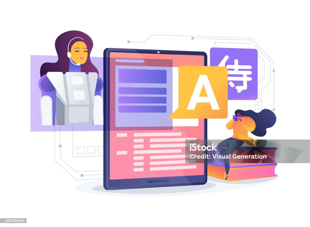 Language Learning Abstract Ai In Language Learning Abstract Concept Vector Illustration Stock ...