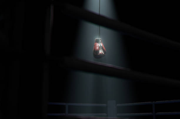 istock Boxing  Ring And Hanging Boxing Gloves 2197360334