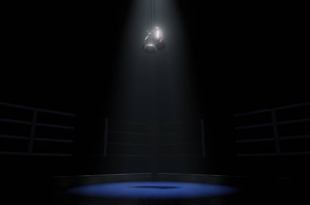 istock Boxing  Ring And Hanging Boxing Gloves 2197360391