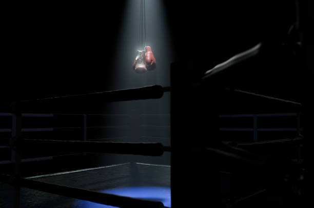istock Boxing  Ring And Hanging Boxing Gloves 2197360395
