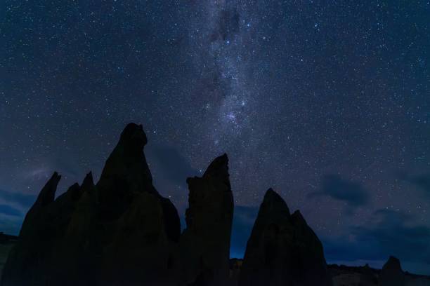 istock Silhouette of rock formations under the Milky Way. 2197360465