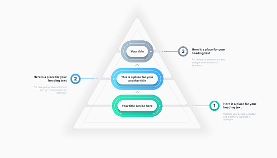 Triangle Pyramid Chart Template With Three Colorful Steps Stock ...