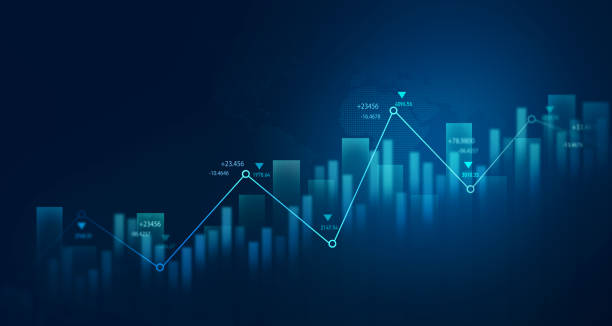 istock Stock growth graph chart and analysis of financial exchange stock market and economic data business investment. 2197367362