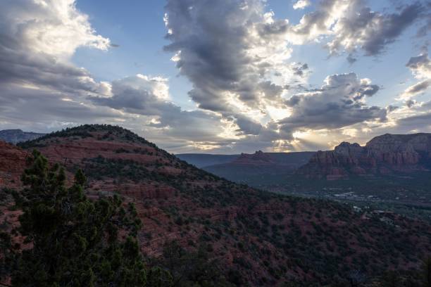 istock Stunning view of Sedona's red rock formations under a dramatic sky at sunset 2197368075
