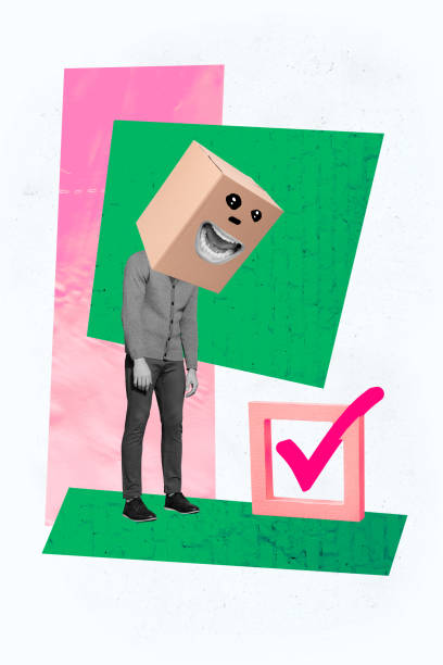 istock Composite trend artwork sketch image collage of delivery service box stuff store order post product office young guy work laptop checkbox 2197369045