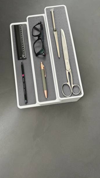 istock Office desk organization with the most used tools 2197373487