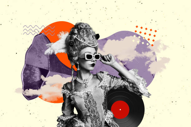istock Creative artwork template image 3D collage of party leisure night occasion rest luxury vintage costume aristocracy young lady hold vinyl 2197374647