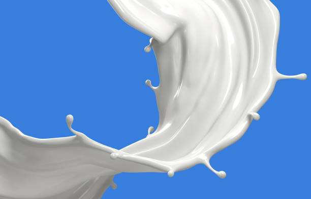 istock A white splash of milk is splattered across a white background include Clipping path, 3d illustration. 2197374871