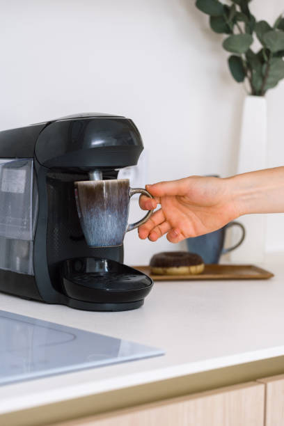 istock Modern kitchen with a coffee maker and minimalist design enhancing daily routines 2197377643