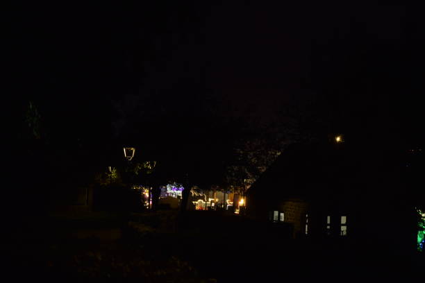 Mayen, Germany - 10/12/2024: Lights of the Lukasmarkt at night