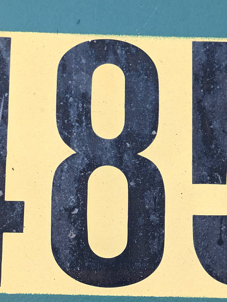 Written Wording in Distressed State Typography Found Number eight 8