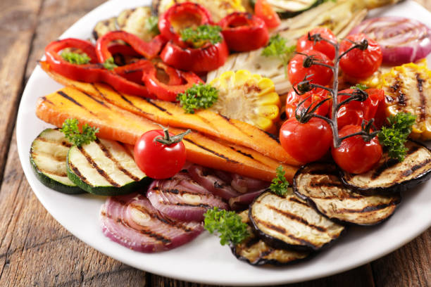 istock Grilled Vegetable Plate with Barbecue-Flavored Vegetables 2197385047