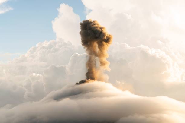 Blasting in a quarry, destruction of rock with dynamite