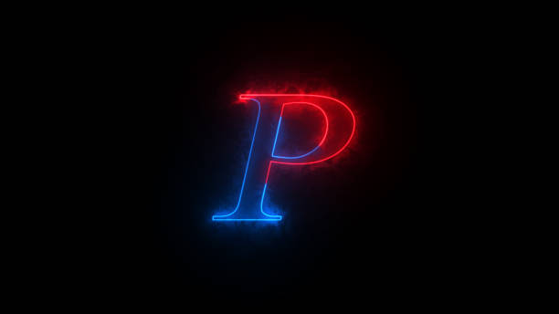 istock Educational concept with neon letter. ''P'' letter glowing neon black background 2197390490
