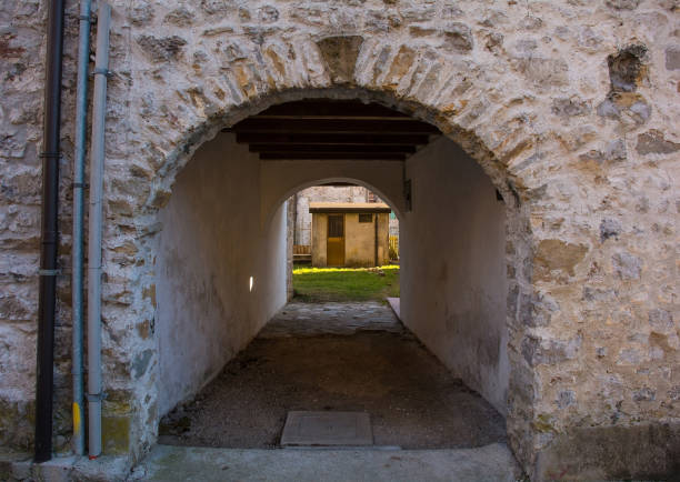 Narrow Alley with Old Buildings in the Italian City of Todi