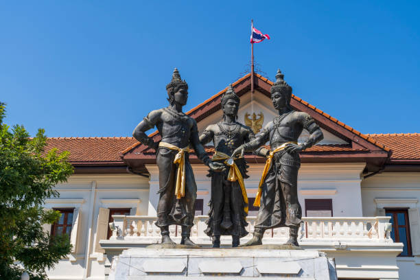 Sculpture of Kings Mengrai, Ramkamhaeng and Ngam Muang, founding fathers of Chiang Mai