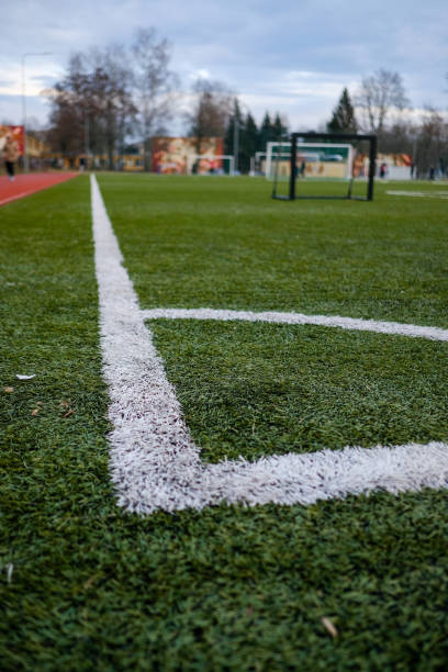 istock Close-up of a soccer (football) field corner 2197403311