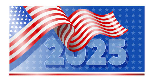 istock Campaign poster United States with national flag and year 2025 2197409612