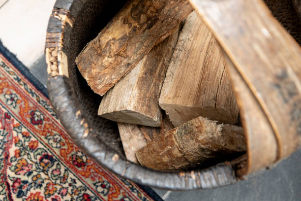 Chopped logs in a basket