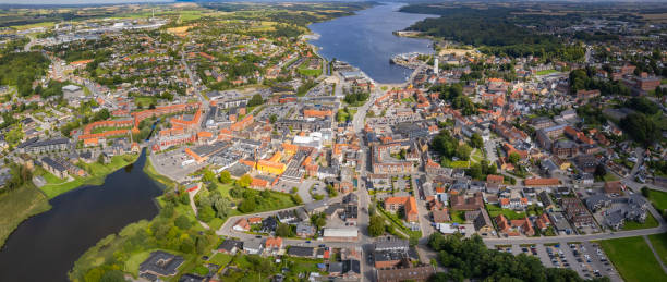 istock Aerial view around the old harbour town in Hobro 2197414625
