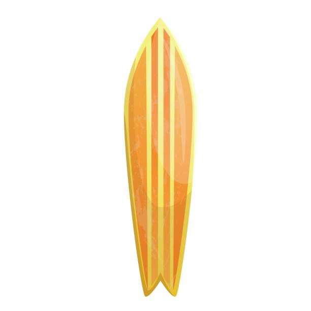 istock Orange surfboard Hybrid with yellow stripes on a white background, perfect for summer vibes and beach lovers. surfing fun 2197414854