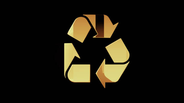 istock Recycling ecology golden symbol 3d illustration 2197420579