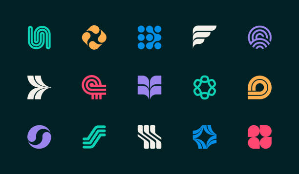 illustrations, cliparts, dessins animés et icônes de éléments de conception d’icônes géométriques - logo