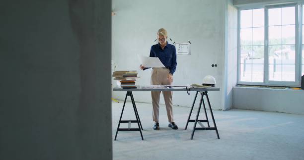 istock The designer works at a construction site 2197423950
