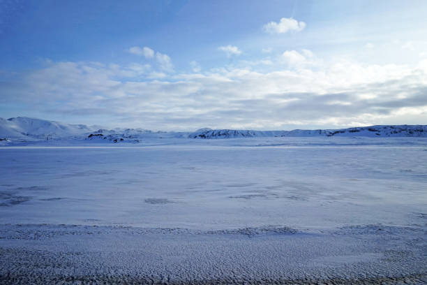 Snowcapped hill ridge- Reykjavik, Iceland