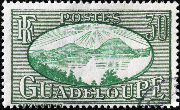 istock Ancient stamp of Guadeloupe with a scenery 2197425768