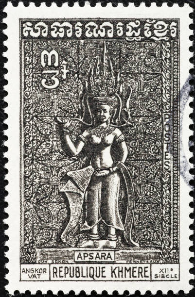 istock Bas-relief of Angkor Wat on cambodian stamp 2197425776