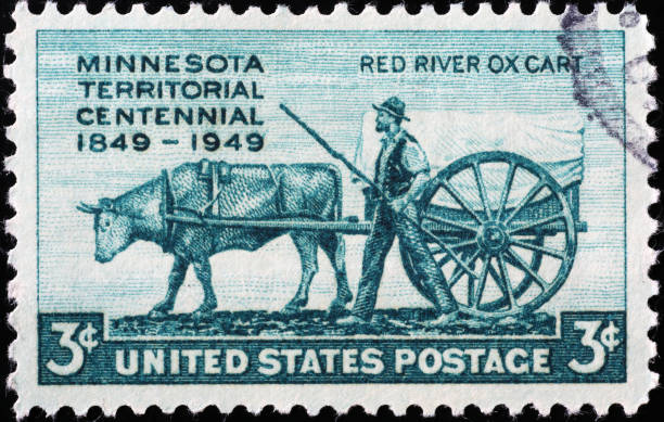 istock Ancient pioneer moving to Minnesota on stamp 2197425799