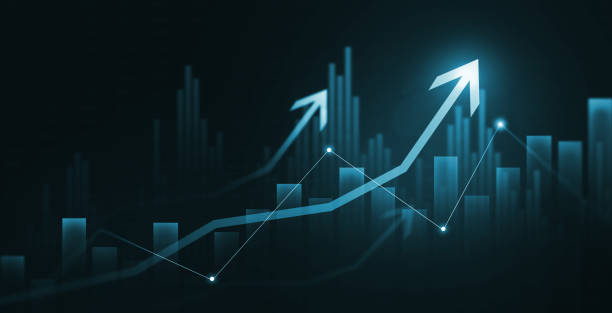 istock Stock growth graph chart and analysis of financial exchange stock market and economic data business investment. 2197432683
