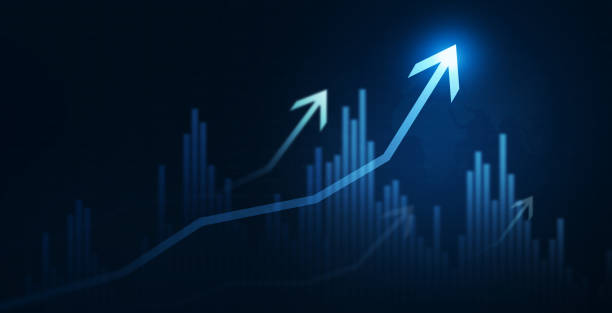 istock Stock growth graph chart and analysis of financial exchange stock market and economic data business investment. 2197432685