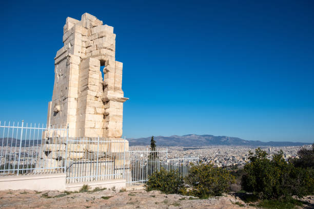 istock Athens, Greece, Philopappos Monument up on the hill, blue sky 2197435234