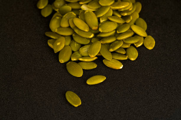 Macro photography of dried pumpkin seeds