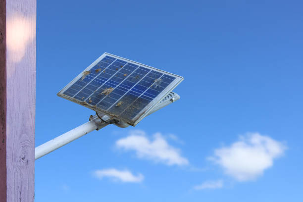 Dirty solar cell panel installed for obtaining power from the nature to save energy in long term