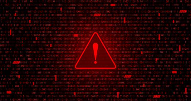 binary numbers falling matrix corrupted data red binary numbers falling matrix corrupted data with hazard sign to warning or danger about cyber attack or hack zero errors stock illustrations