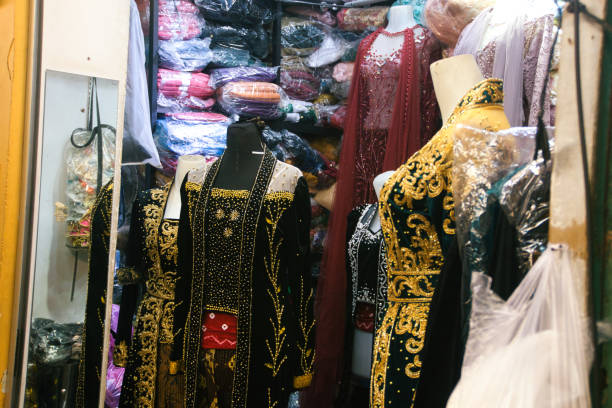 istock Various Types of Elegant Traditional Javanese Dresses for Wedding Called Kebaya Displayed on Mannequins in a Boutique Atmosphere at Beringharjo Market Yogyakarta 2197446289