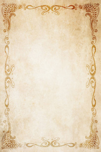 istock Old grunge paper background with vintage floral border. 2197453647