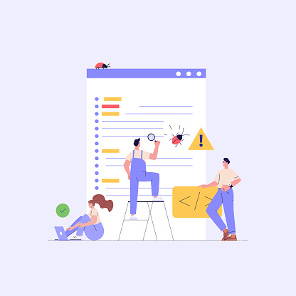 Software Testing Illustration Coders Working With Code Testing And ...