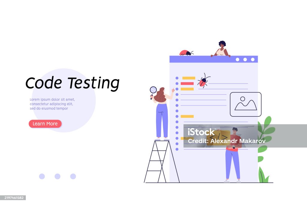 Software Testing Illustration Coders Working With Code Testing And ...