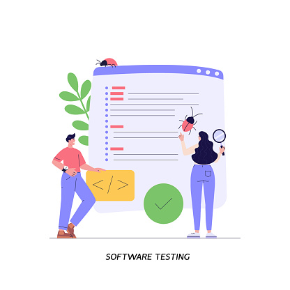 Software Testing Illustration Coders Working With Code Testing And ...