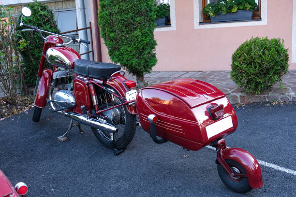 istock Vintage Red Motorcycle with Sidecar 2197463135