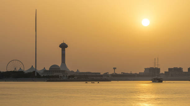 istock Sunset in Abu Dhabi over Marina Island timelapse 2197465841