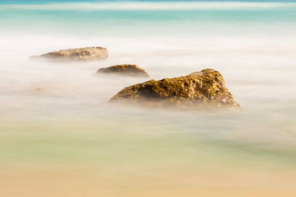 The rocky Mediterranean Sea on a long exposure